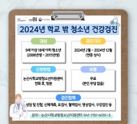 논산시학교밖청소년지원센터‘무료 건강검진’상시 접수·운영